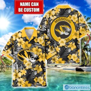 Missouri Tigers Big Logo Custom Name Aloha Flower Hawaiian Shirt Trending Summer Product Photo 1