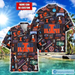 Illinois Fighting Illini Football Beach Shirts Logo Custom Name Hawaiian Shirt Product Photo 1