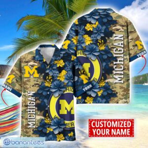 Michigan Wolverines Custom Name Personalized Camo Flower Pattern Hawaiian Shirt Product Photo 1
