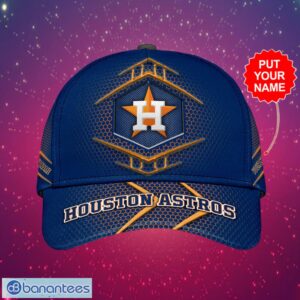 MLB Houston Astros Logo Design Honeycomb Pattern Blue Cap Custom Your Name Cap 3D Cap Product Photo 1