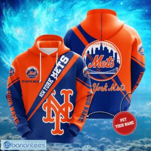 MLB New York Mets Logo Design Blue Orange Hoodie Full Print Hoodie Custom Name Product Photo 1
