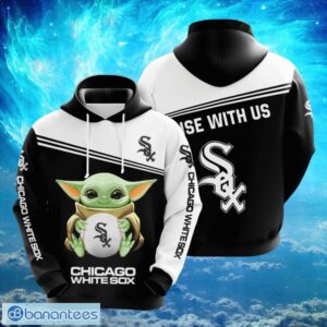 MLB Chicago White Sox Logo Design Baby Yoda Black White Hoodie Full Print Hoodie Product Photo 1
