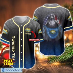 Twisted Tea Skull USA Flag Baseball Jersey Shirt Personalized Name For Men And Women Product Photo 1