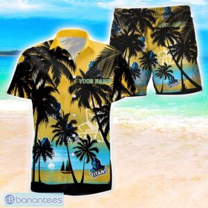 Gold Coast Titans NRL Hawaiian Shirt And Shorts Personalized Name Coconut Tree Pattern Beach Shirt Product Photo 1