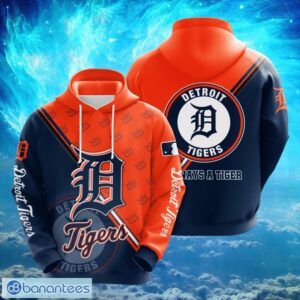 MLB Detroit Tigers Logo Design Blue Orange Hoodie Full Print Hoodie Product Photo 1