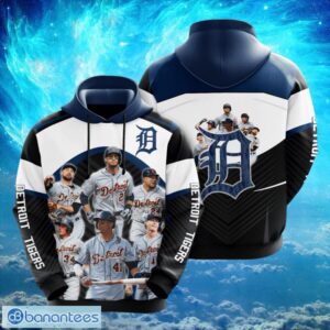 MLB Detroit Tigers Teams Logo Design Black White Hoodie Full Print Hoodie Product Photo 1