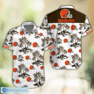 Cleveland Browns NFL Tropical White Hawaiian Shirt Product Photo 1