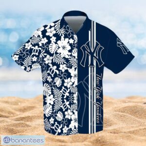 MLB New York Yankees Logo Design Flower Tropical Hawaiian 3D Shirt Product Photo 1
