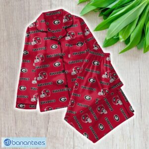 Ncaa Georgia Bulldogs Satin Long Sleeve Pajamas Set Family For Men Women Gift Christmas - ZNCAA Georgia Bulldogs_Women Satin Long Sleeve Pajamas Set_1
