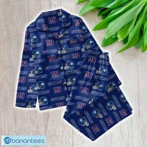 NFL New York Giants Satin Long Sleeve Pajamas Set Family For Men Women Gift Christmas - NFL New York Giants_Women Satin Long Sleeve Pajamas Set_1