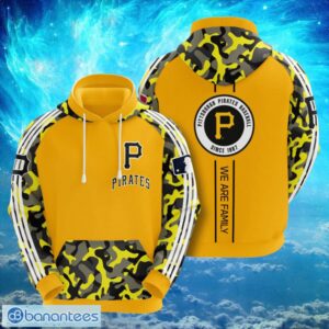 MLB Pittsburgh Piratess Logo Design Yellow Camo Hoodie Full Print Hoodie Product Photo 1
