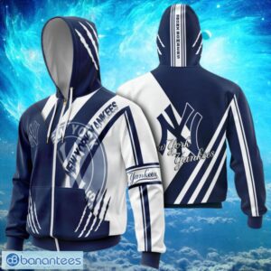 MLB New York Yankees Logo Design Blue Orange Hoodie Full Print Hoodie Zip Up Product Photo 1