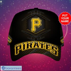 MLB Pittsburgh Pirates Logo Design Honeycomb Pattern Custom Your Name Cap 3D Cap Product Photo 1