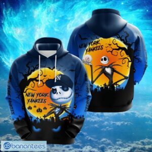 MLB New York Yankees Logo Design Skeleton Haloween Hoodie Full Print Hoodie Product Photo 1