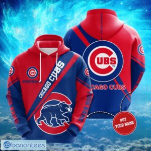 MLB Chicago Cubs Logo Design Blue Red Hoodie Full Print Hoodie Custom Name Product Photo 1