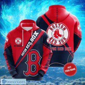 MLB Boston Red Sox Logo Design Red Black Hoodie Full Print Hoodie Custom Name Product Photo 1