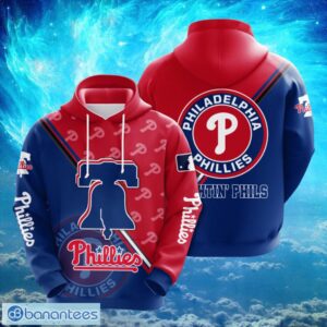 MLB Philadelphia Phillies Logo Design Red Blue Hoodie Full Print Hoodie Product Photo 1