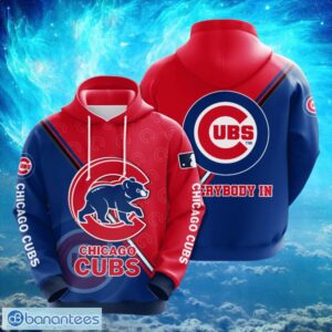 MLB Chicago Cubs Big Logo Design Every Body In Blue Red Hoodie Full Print Hoodie Product Photo 1