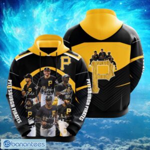 MLB Pittsburgh Piratess Teams Logo Design Black Yellow Hoodie Full Print Hoodie Product Photo 1