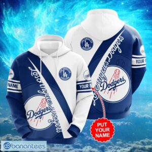 MLB Los Angeles Dodgers Logo Design White Blue Hoodie Full Print Hoodie Custom Name Product Photo 1