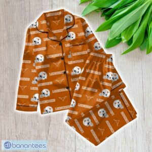 Ncaa Texas Longhorns Satin Long Sleeve Pajamas Set Family For Men Women Gift Christmas - ZNCAA Texas Longhorns_Women Satin Long Sleeve Pajamas Set_1