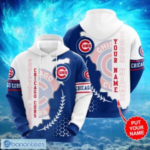 MLB Chicago Cubs Logo Design Blue White Hoodie Full Print Hoodie Custom Name BackSide Product Photo 1