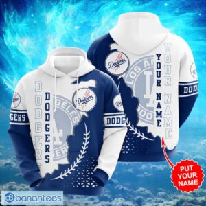 MLB Los Angeles Dodgers Logo Design White Blue Hoodie Full Print Hoodie Custom Name Backside Product Photo 1
