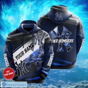 MLB New York Yankees Logo Design Bronx Bombers Dark Hoodie Full Print Hoodie Custom Name Product Photo 1