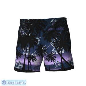 Melbourne Storm NRL Hawaiian Shirt And Shorts Personalized Name Coconut Tree Pattern Beach Shirt Product Photo 2
