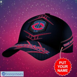 MLB Minnesota Twins Logo Design Honeycomb Pattern Custom Your Name Cap 3D Cap Product Photo 2