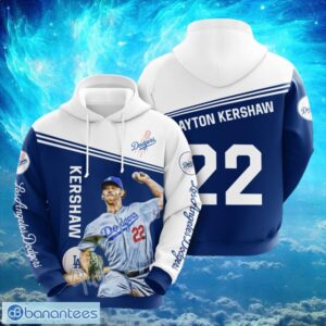 MLB Los Angeles Dodgers Logo Design 22 Kershaw Full Print Hoodie Product Photo 1