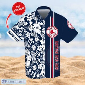 MLB Boston Red Sox Polo Logo Design Flower Tropical Gifts For Fans Custom Name Shirt Hawaiian Shirt Product Photo 1