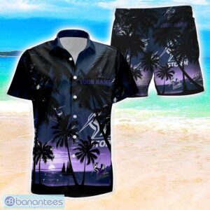 Melbourne Storm NRL Hawaiian Shirt And Shorts Personalized Name Coconut Tree Pattern Beach Shirt Product Photo 3