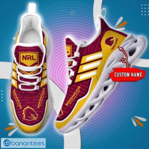 Custom Name For Fans NRL Brisbane Broncos Personalized Max Soul Shoes Running Sneakers Product Photo 1