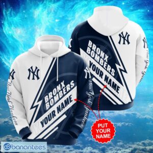 MLB New York Yankees Logo Design Bronx Bombers White Blue Hoodie Full Print Hoodie Custom Name Product Photo 1