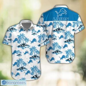 Detroit Lions NFL Tropical White Hawaiian Shirt Product Photo 1