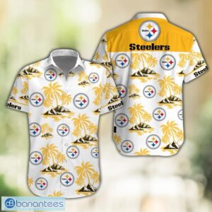 Pittsburgh Steelers NFL Tropical White Hawaiian Shirt Product Photo 1