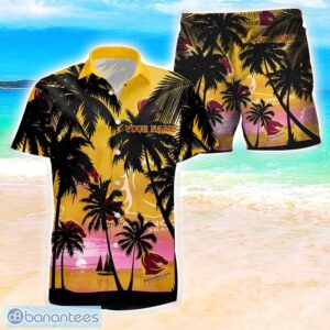 Brisbane Broncos NRL Hawaiian Shirt And Shorts Personalized Name Coconut Tree Pattern Beach Shirt Product Photo 1