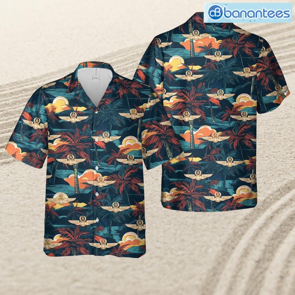 american airlines chief pilots badge tropical beach hawaiian shirt image American Airlines Chief Pilot's Badge Tropical Beach Hawaiian Shirt Product Photo
