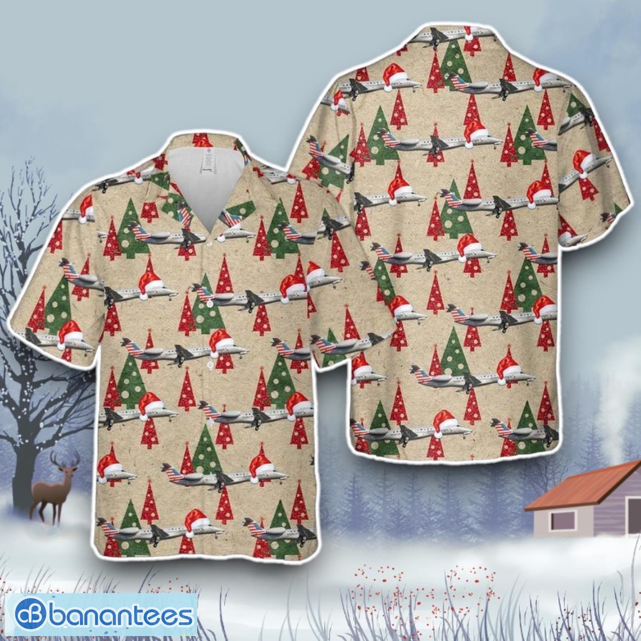 american eagle piedmont airlines embraer erj 145lr christmas hawaiian shirt gift for all image American Eagle (Piedmont Airlines) Embraer ERJ-145LR Christmas Hawaiian Shirt Gift For All Product Photo 1