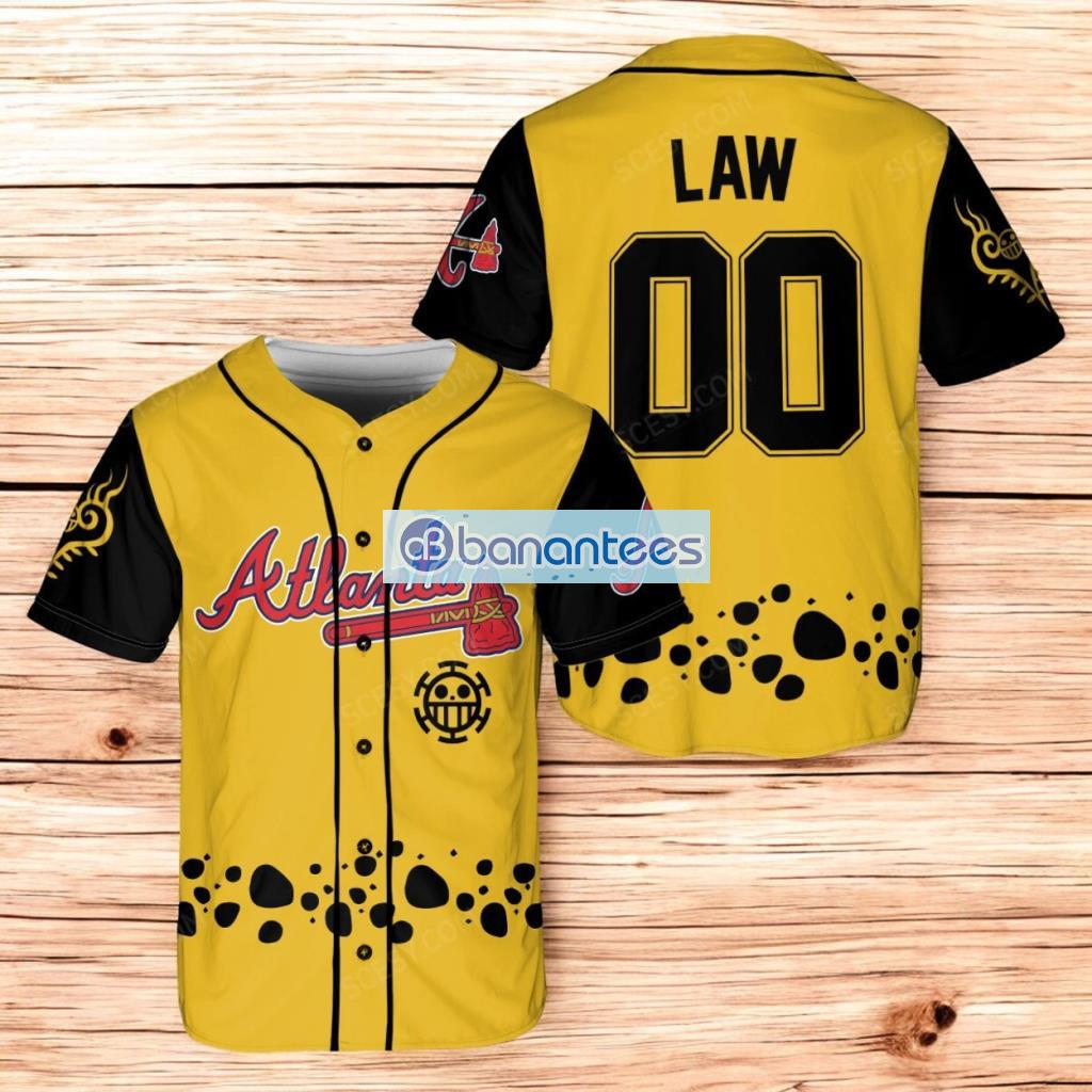 atlanta braves one piece baseball jersey shirt yellow for men and women image Atlanta Braves One Piece Baseball Jersey Shirt Yellow For Men And Women Product Photo 1