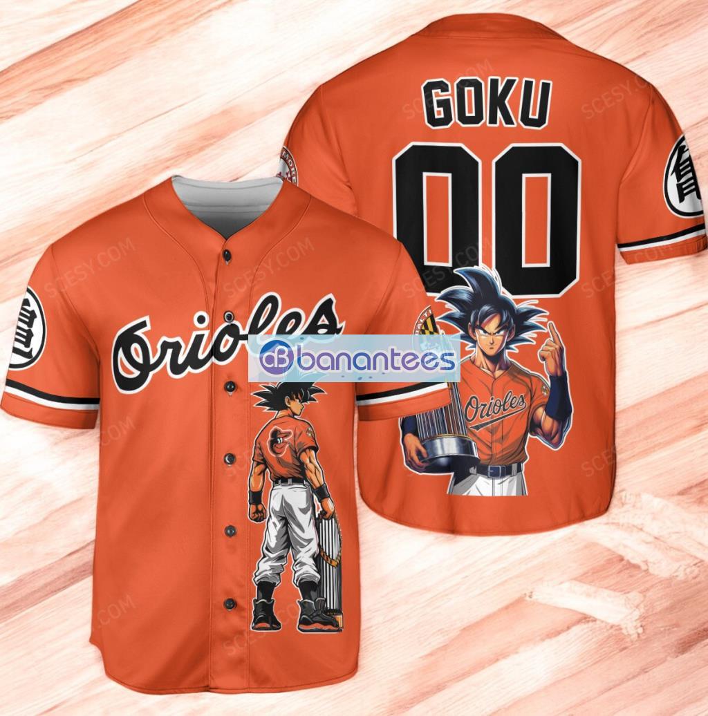 baltimore orioles dragon ball son goku baseball jersey shirt orange for men and women image Baltimore Orioles Dragon Ball Son Goku Baseball Jersey Shirt Orange For Men And Women Product Photo 1