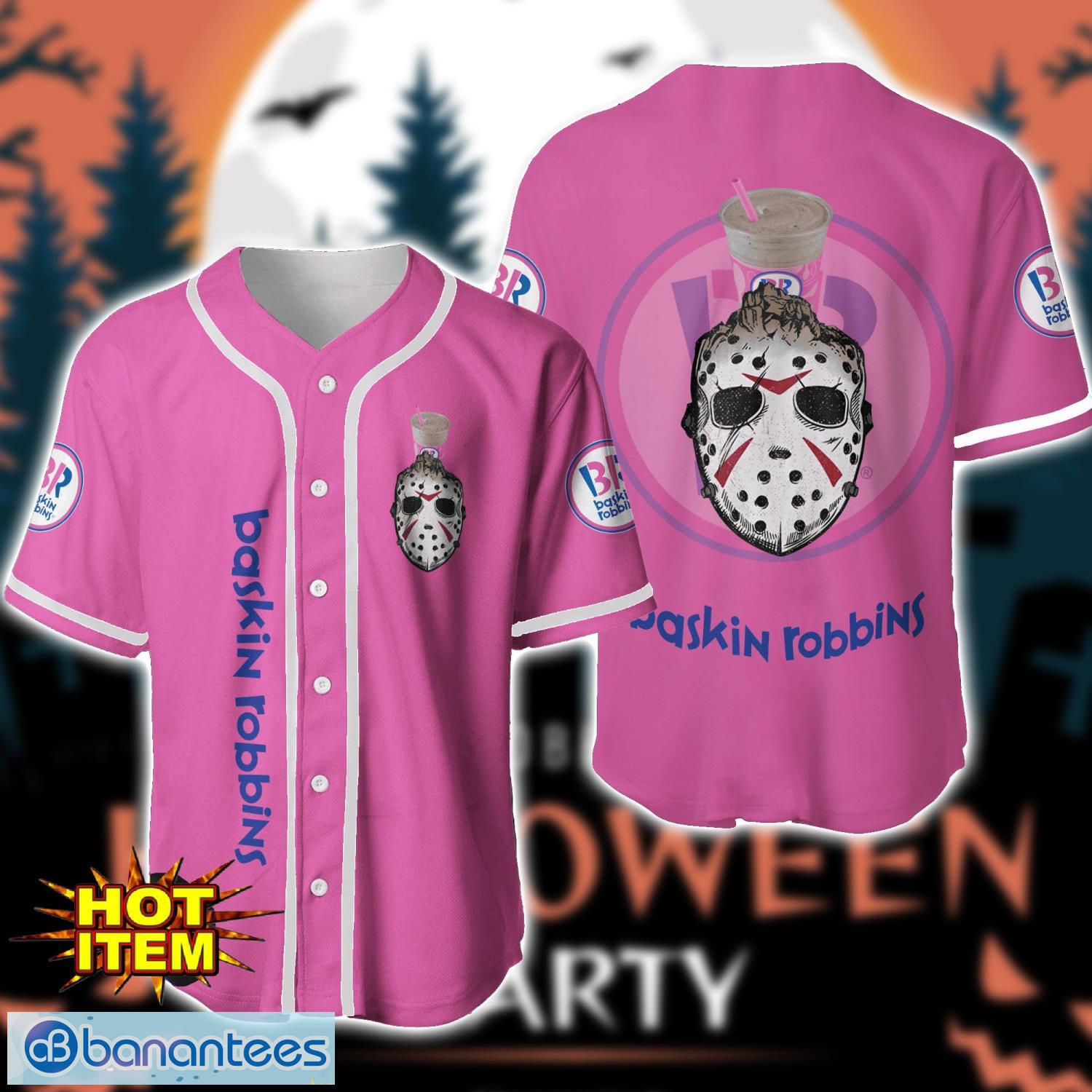 baskin robbins horror face baseball jersey shirt halloween gift image Baskin Robbins Horror Face Baseball Jersey Shirt Halloween Gift Product Photo 1
