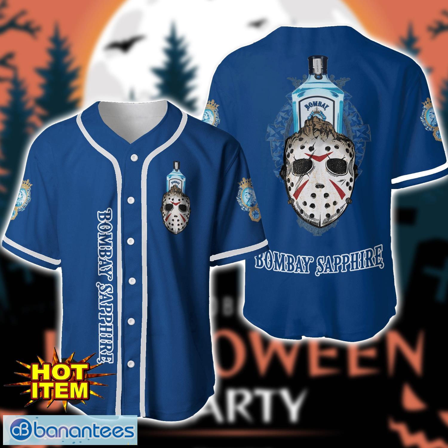 bombay sapphire horror face baseball jersey shirt halloween gift image Bombay Sapphire Horror Face Baseball Jersey Shirt Halloween Gift Product Photo 1
