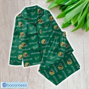 Ncaa South Florida Bulls Satin Long Sleeve Pajamas Set Family For Men Women Gift Christmas - ZNCAA South Florida Bulls_Women Satin Long Sleeve Pajamas Set_1