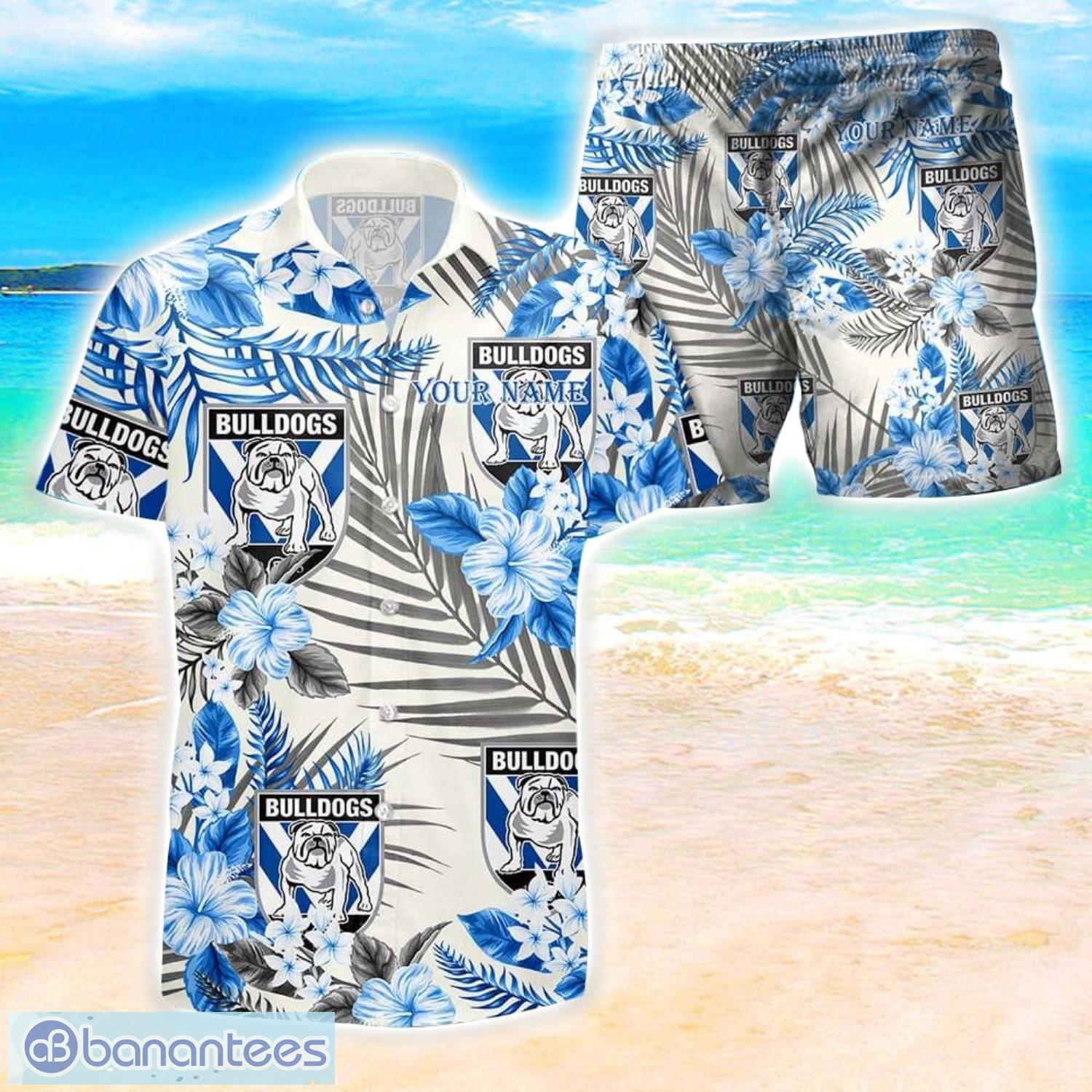 bulldogs rlfc nrl combo hawaiian shirt and shorts personalized gift tropical flower for fans image Bulldogs RLFC NRL Combo Hawaiian Shirt And Shorts Personalized Gift Tropical Flower For Fans Product Photo 1