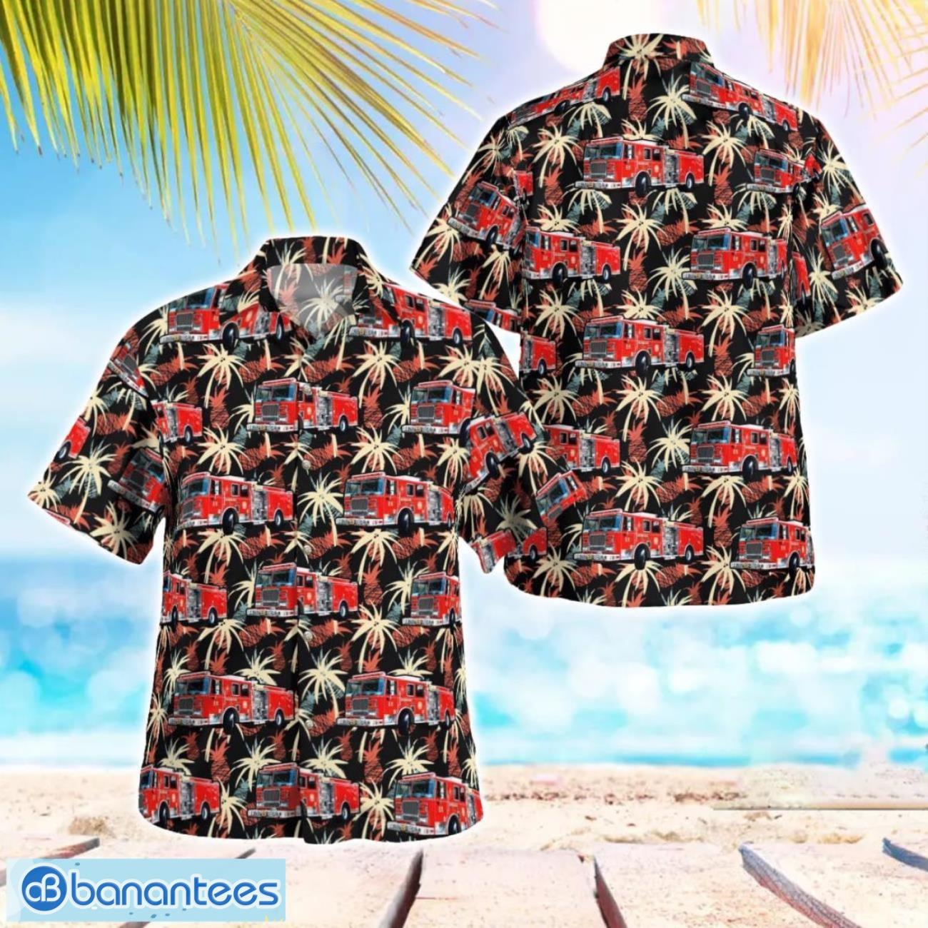 burbank fire department california fire engine hawaiian shirt button summer shirt image Burbank Fire Department, California Fire Engine Hawaiian Shirt Button Summer Shirt Product Photo 1