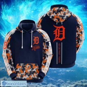 MLB Detroit Tigers Logo Design Blue Camo Hoodie Full Print Hoodie Product Photo 1