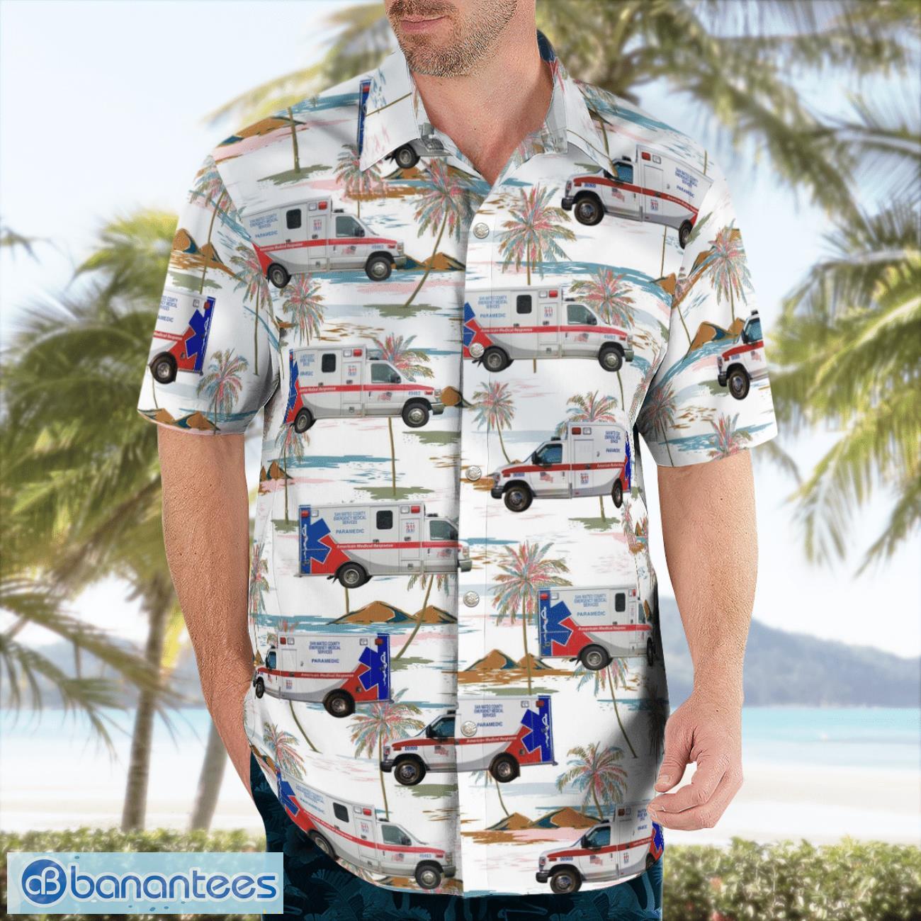 california amr san mateo county ems hawaiian shirt button summer shirt 2 image California AMR San Mateo County EMS Hawaiian Shirt Button Summer Shirt Product Photo 3