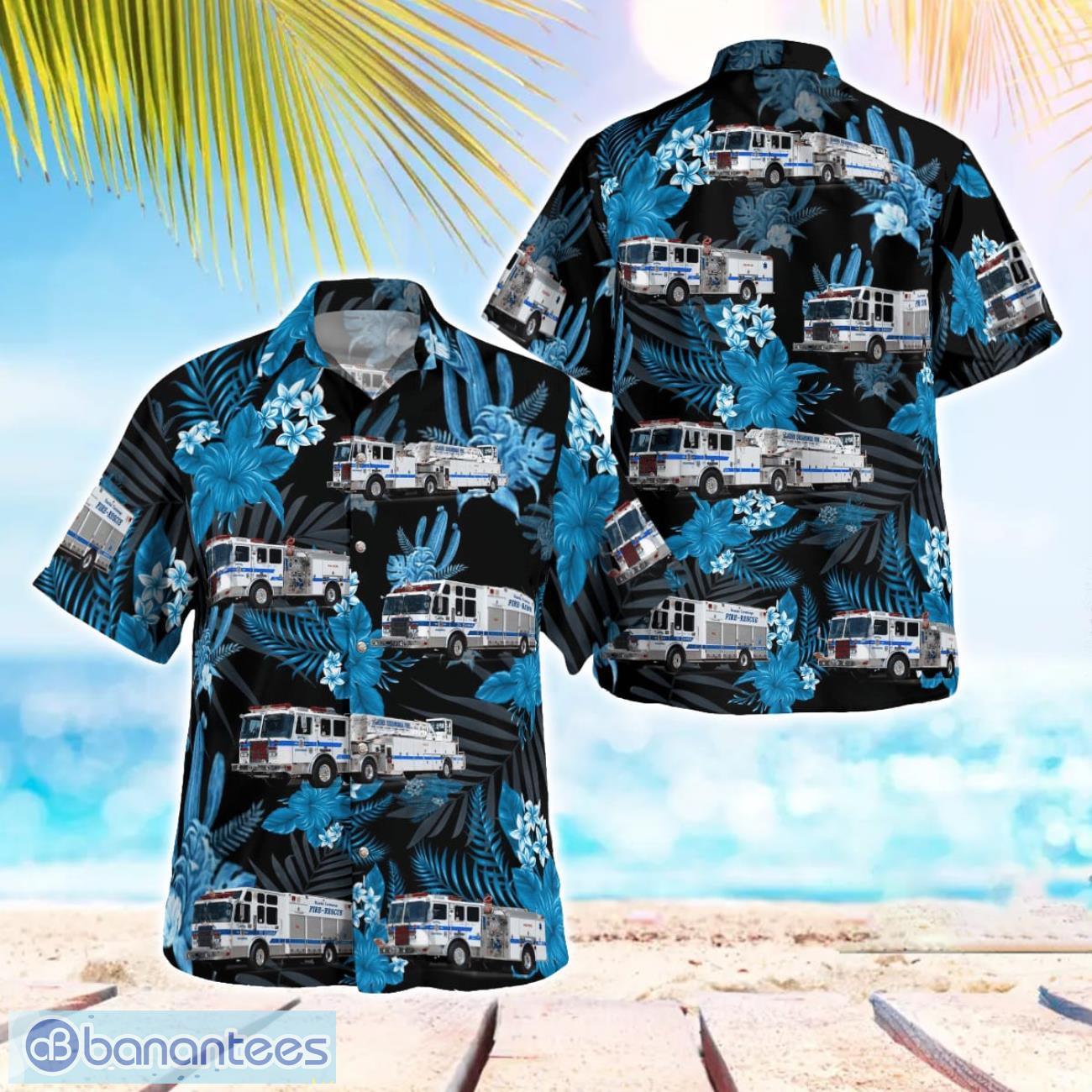 california rancho cucamonga fire district hawaiian shirt button summer shirt image California, Rancho Cucamonga Fire District Hawaiian Shirt Button Summer Shirt Product Photo 1